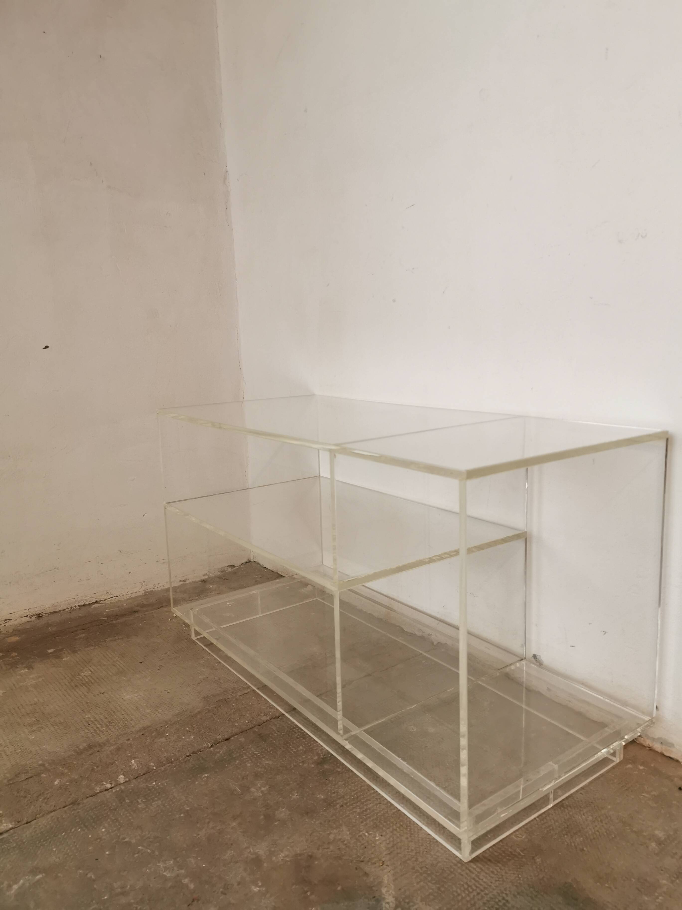 80s plexiglass hi-fi furniture shelf