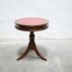 Vintage English pedestal table in wood and leather