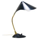 1950s Cosack Cobra black desk or table lamp in brass, mid-century, Stilnovo style.