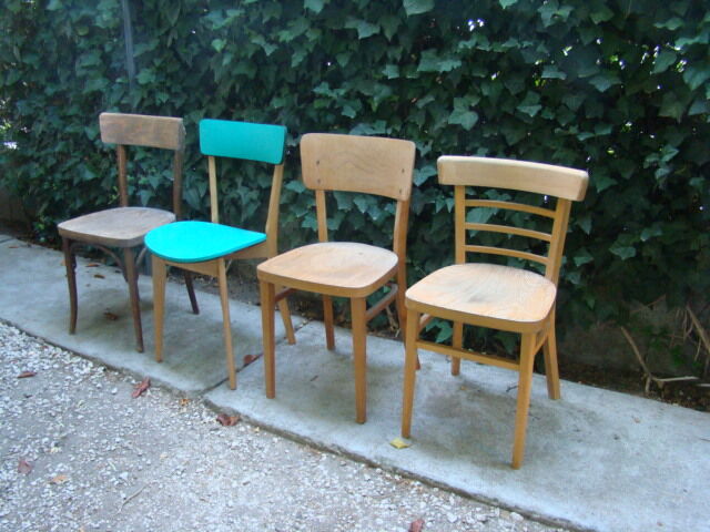 Lot of four old bistro chairs