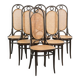 Set of 6 original vintage Thonet long John design diningchairs with webbing