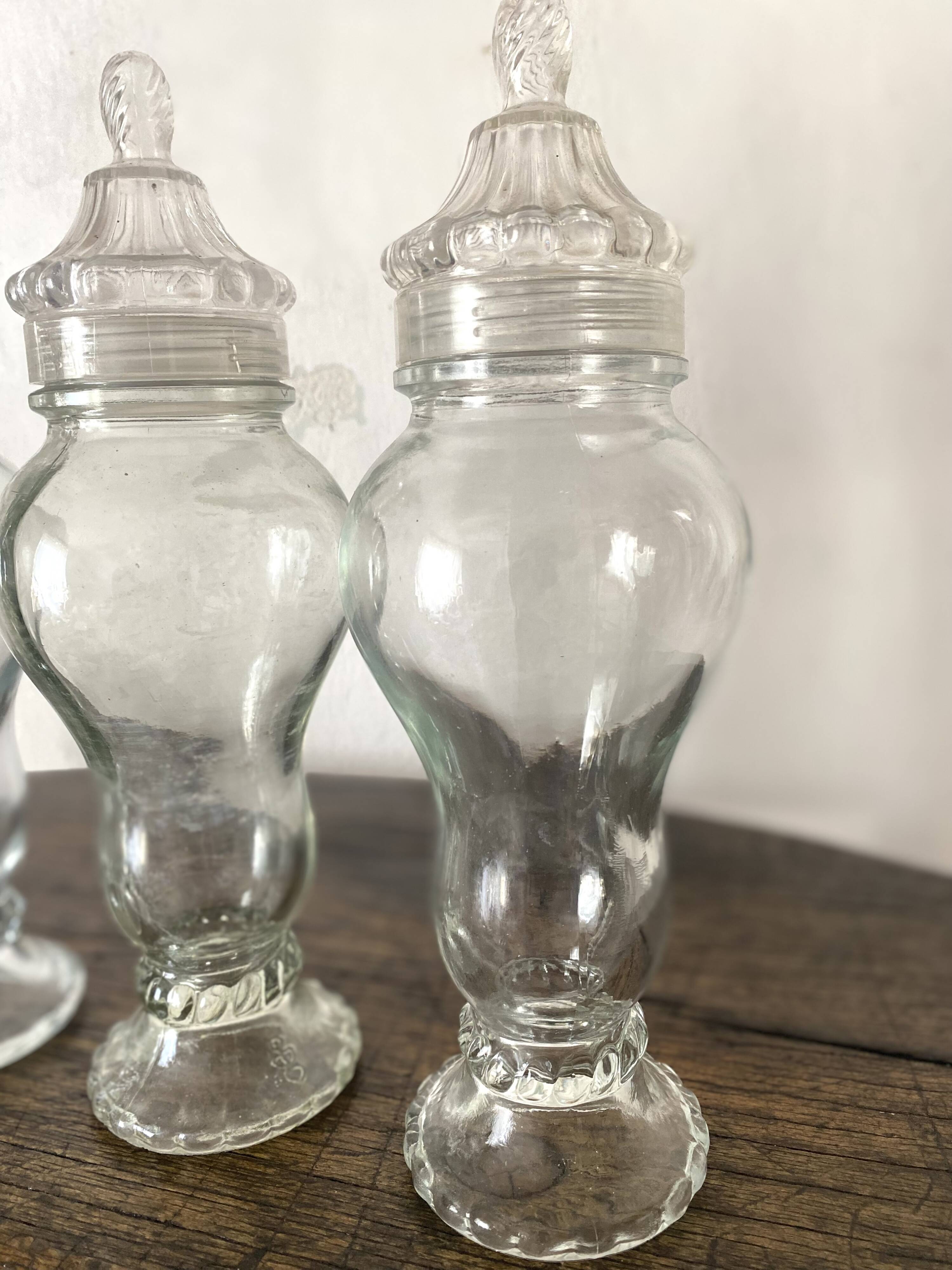 Bonbonnière en verre , bocal en verre avec couvercle