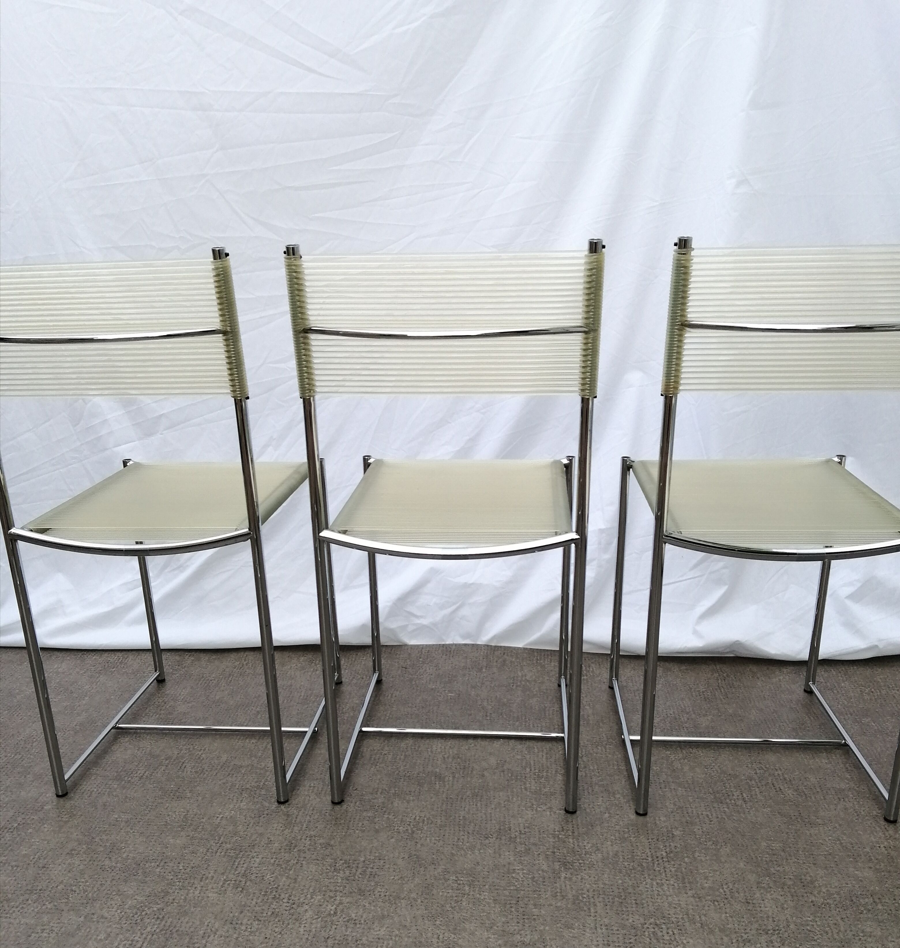 Set of 6 chrome spaghetti chairs model 101 of Belotti for Alias of the 70s-80s