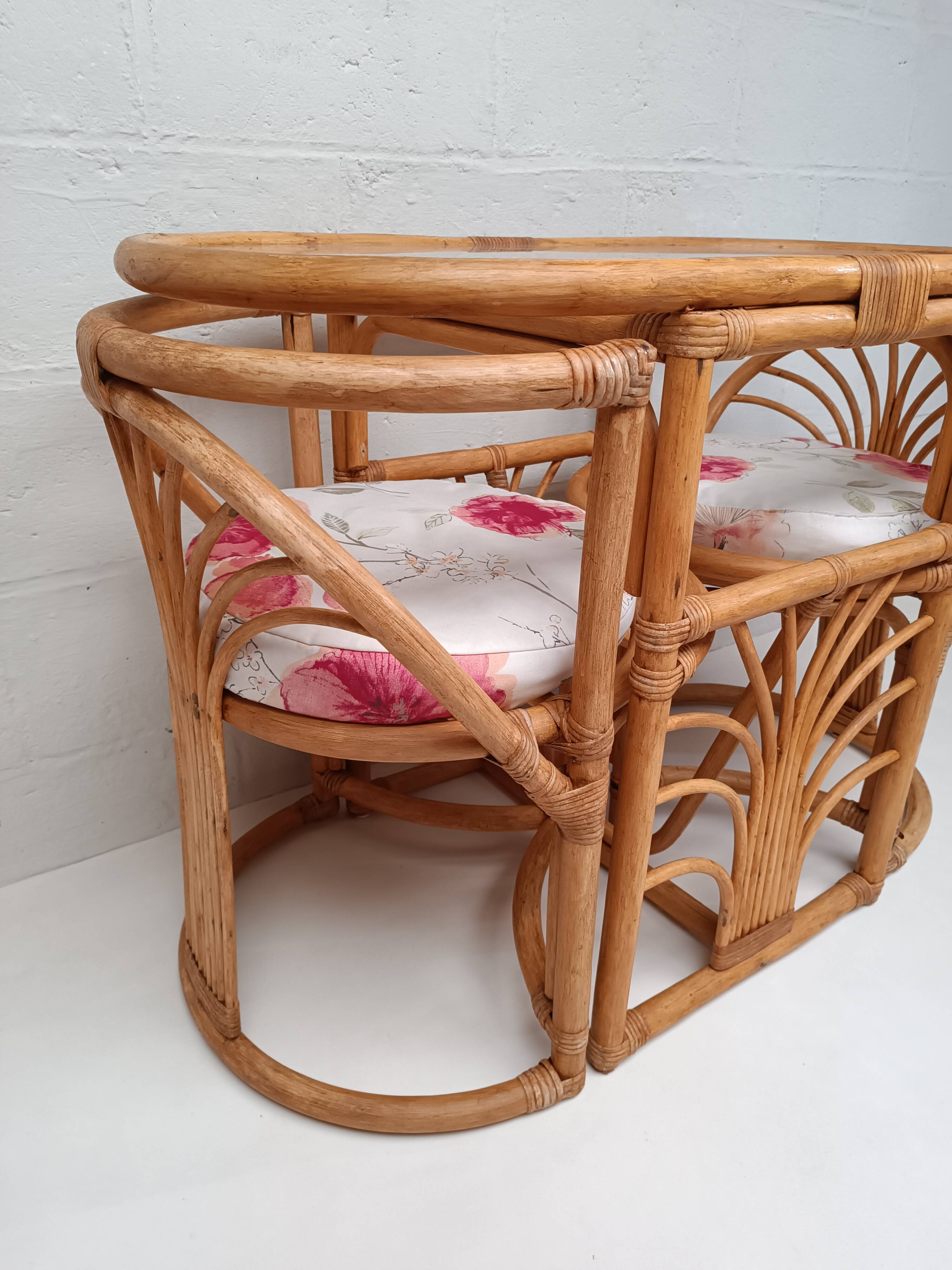 Vintage rattan table and chairs set