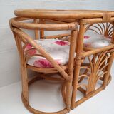 Ensemble table et chaises rotin vintage