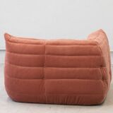 Coral corduroy Togo 3-seat & corner sofa by Michel Ducaroy for Ligne Roset