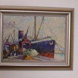 French Oil on Panel – “Port de Nice” by Elie Bernadac (1913–1999)