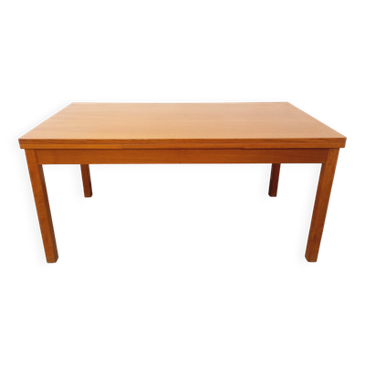 Table à manger style scandinave vintage des années 60 en teck avec rallonges