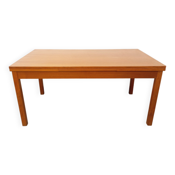 Table à manger style scandinave vintage des années 60 en teck avec rallonges