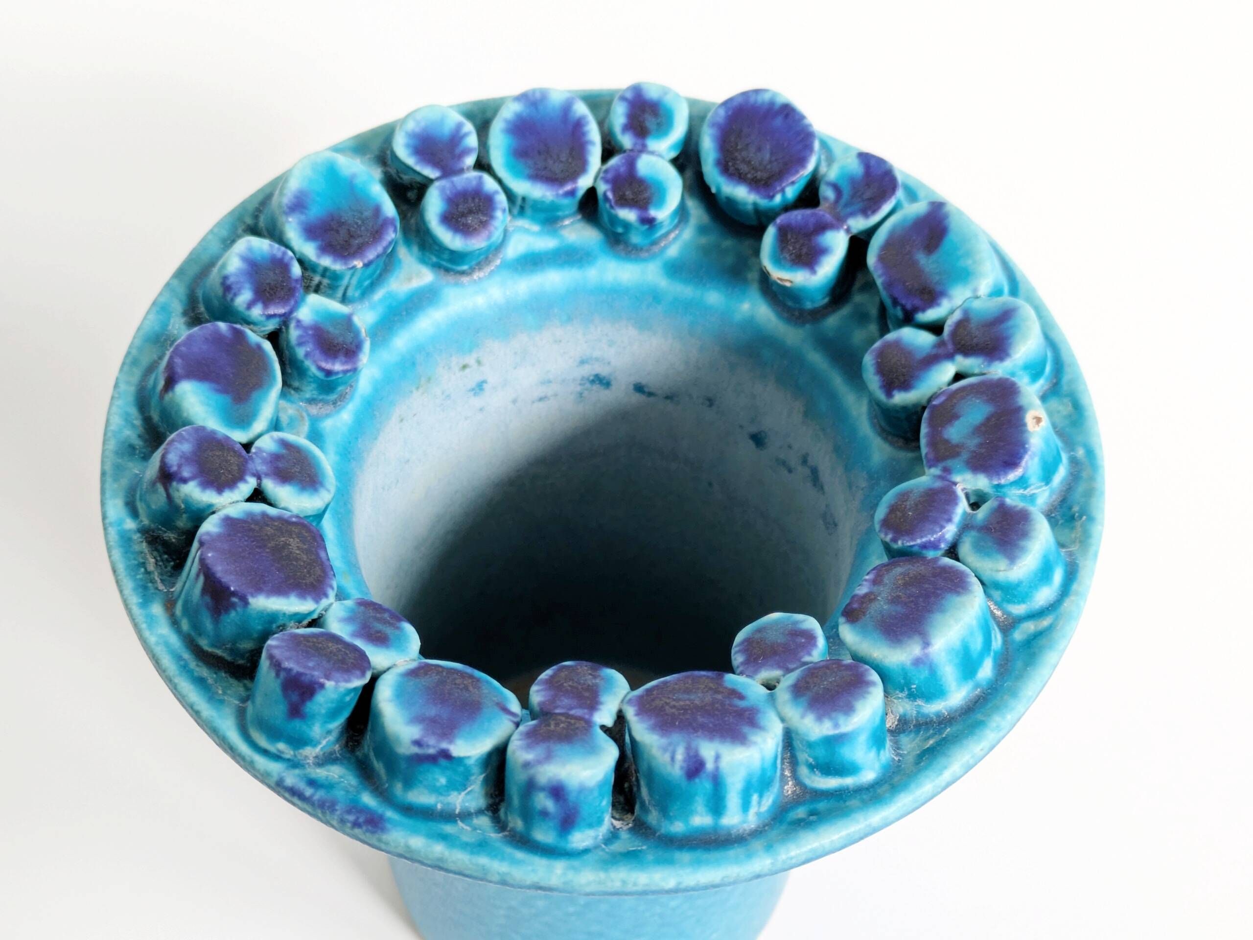 Vintage Ceralux vase by Ceramano, Hans Welling, turquoise blue, 1960s