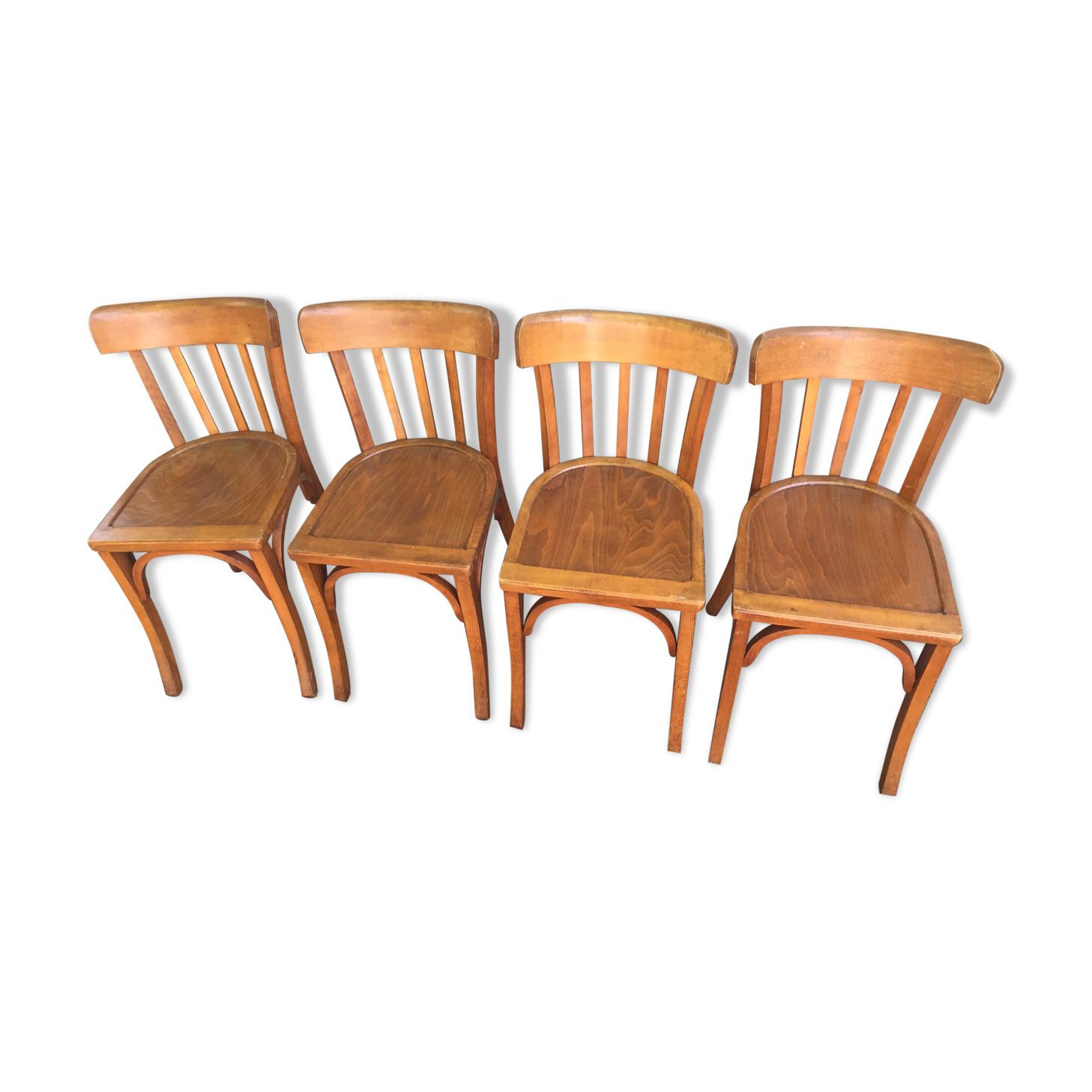 Lot de 4 chaises de bistrot Baumann vintage 1940