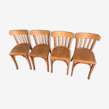 Lot de 4 chaises de bistrot Baumann vintage 1940