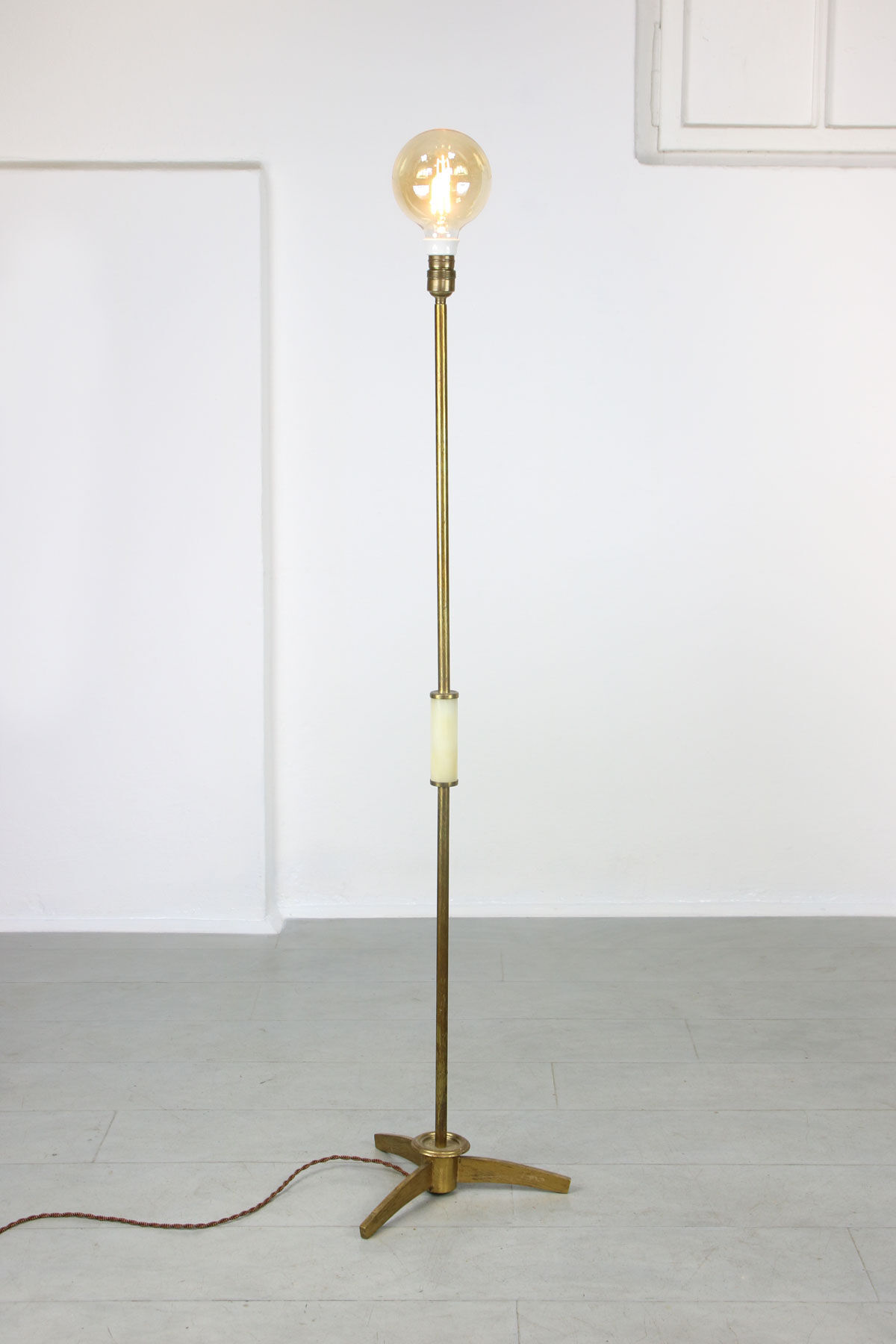Minimal mid-century brass & marble lamp