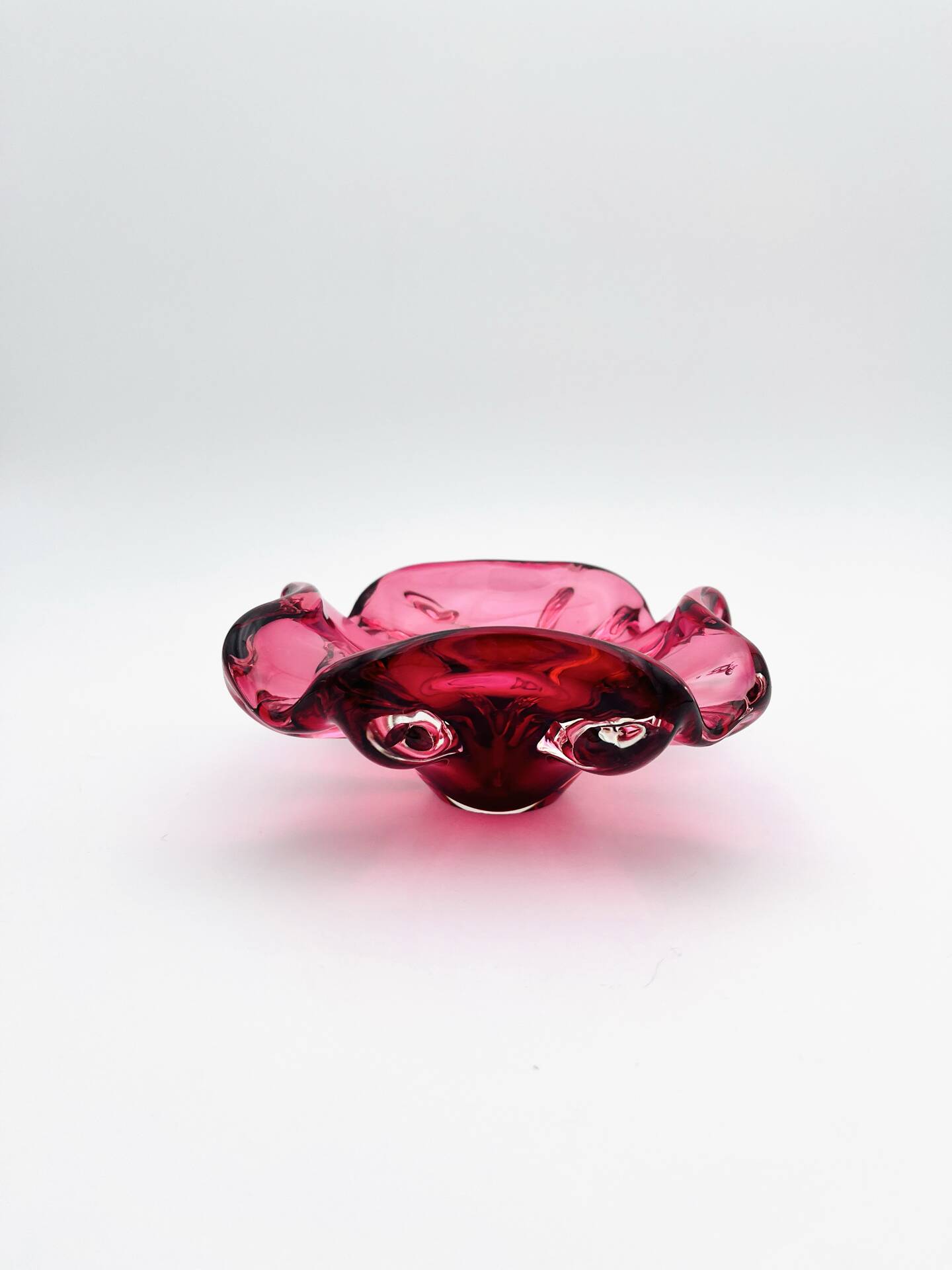 Murano Coupe Flavio Poli Sommerso Rubies & Original Pilon 17cm 1960