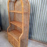 Emmanuelle style vintage rattan wicker bookcase