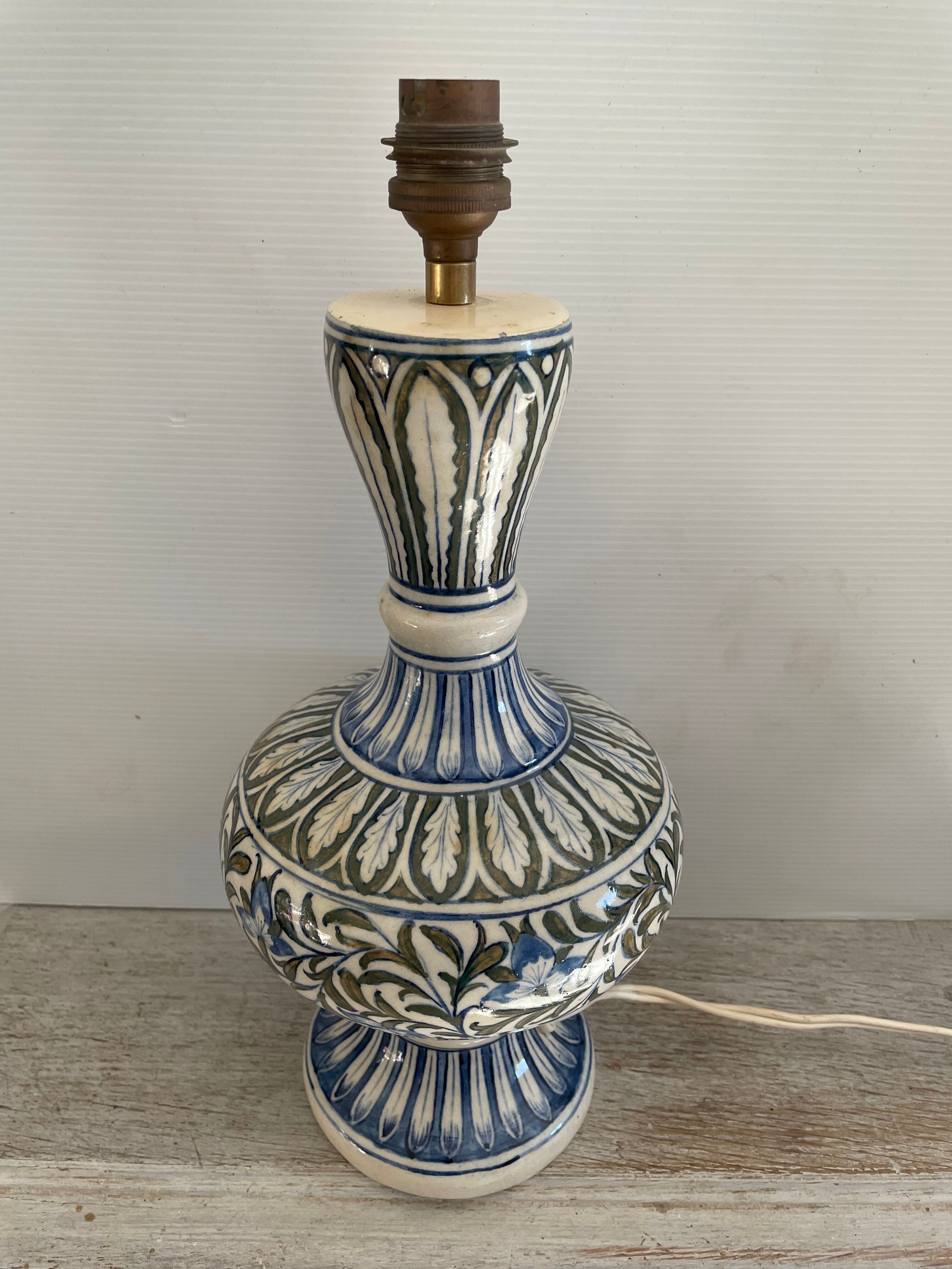 Old Hand-painted ceramic lamp