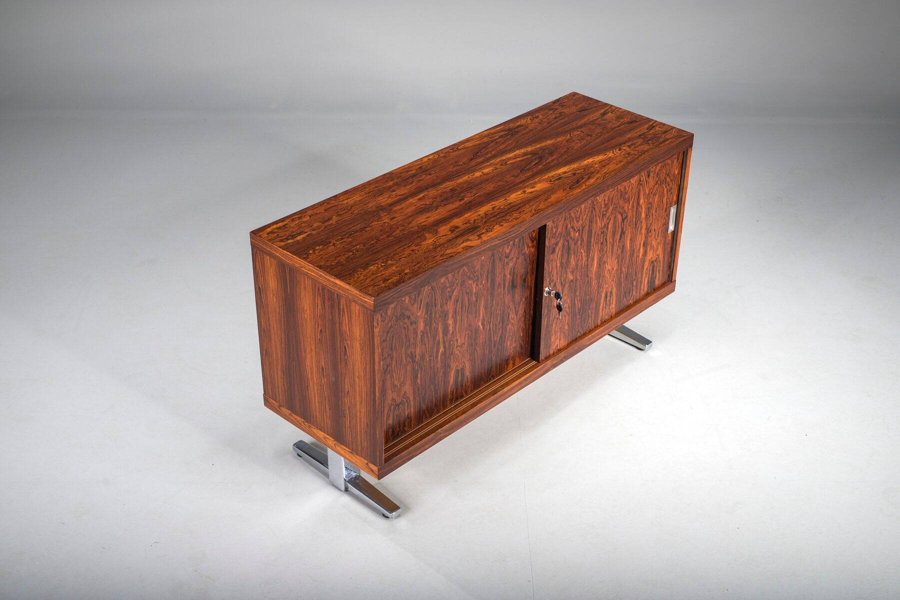Mid-century wood veneer sideboard with chrome legs, 1960s