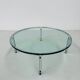 Table basse ronde vintage en verre et acier, signée Horst Brüning pour Kill International, années 1960