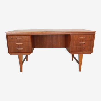 Bureau scandinave moderne en teck avec étagères à livres arrière, 1960, Danemark