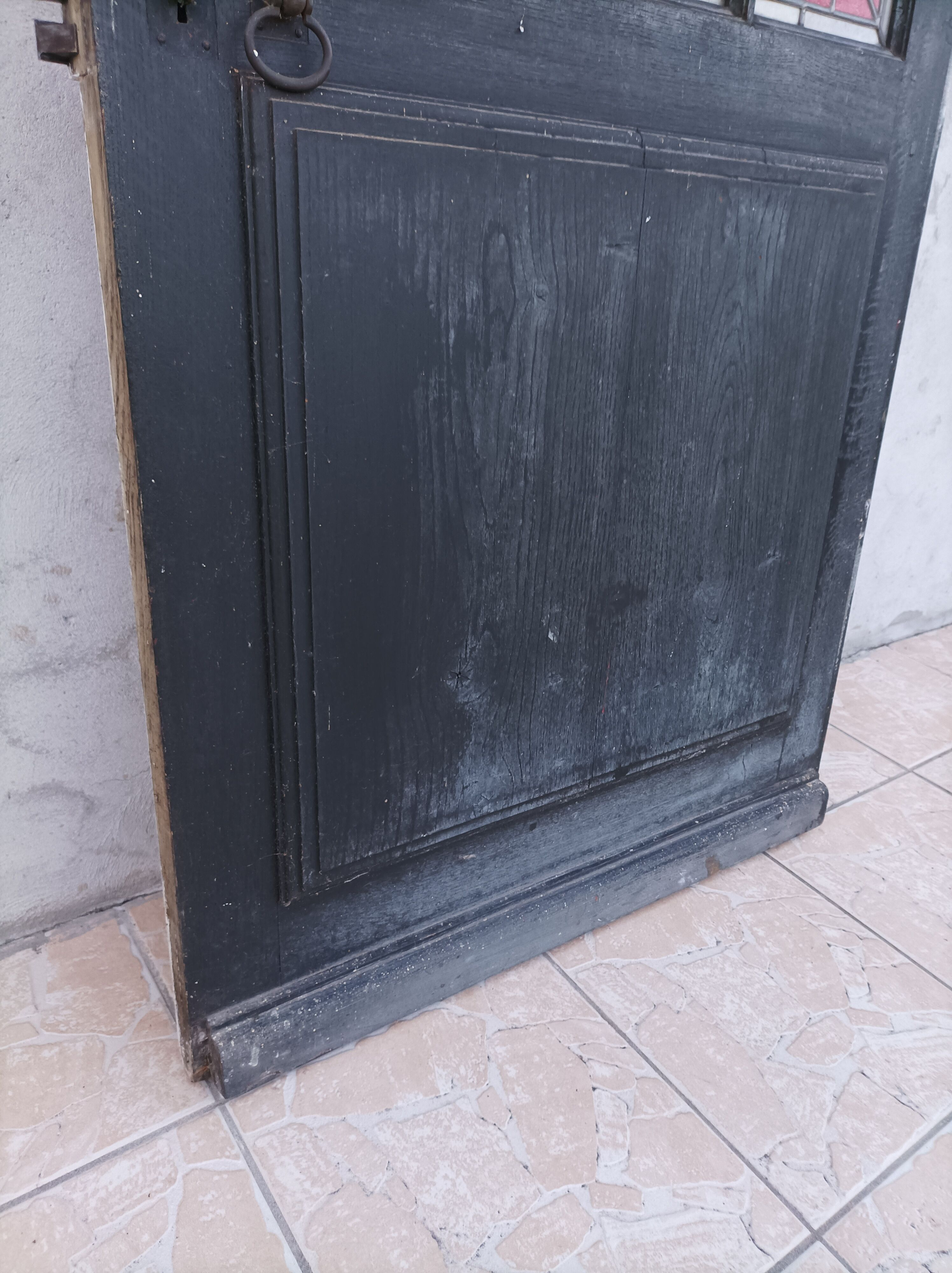 Antique solid wood glass door