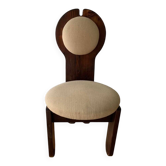 Vintage Szedleczky dining chair in brown pine and beige fabric — 1960s