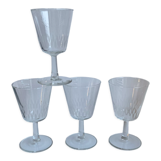 Lot de 4 verres à vin en cristal années 60