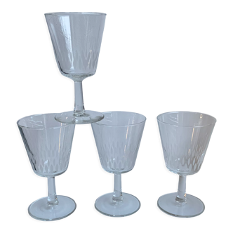 Set of 4 crystal wine glasses 60s