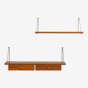 Danish mid-century set of teak shelf with a console, 1950s