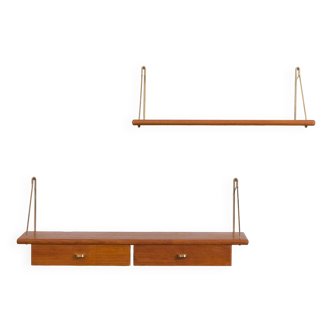 Danish mid-century set of teak shelf with a console, 1950s