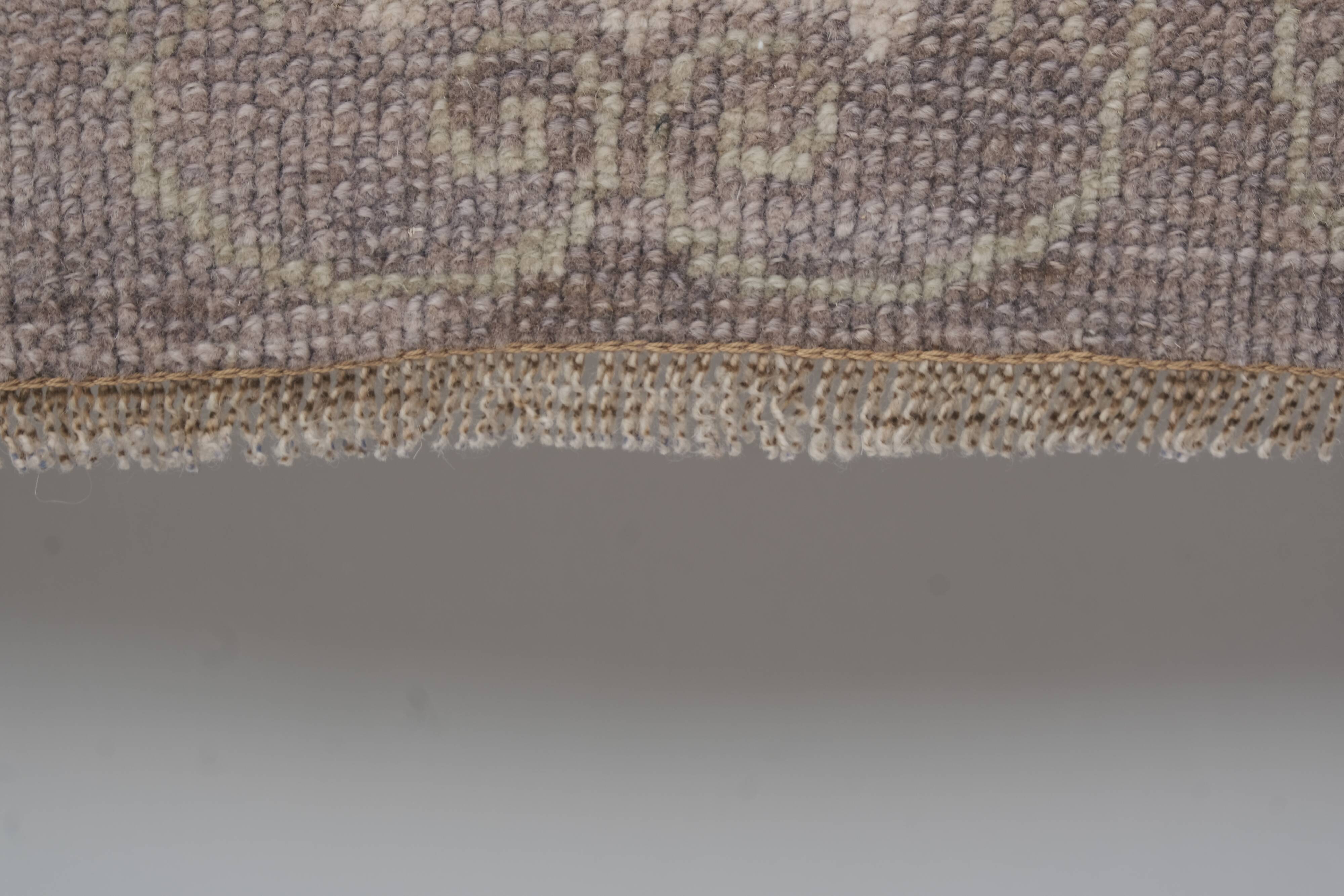 Vintage midcentury karapinar floral brown wool rug