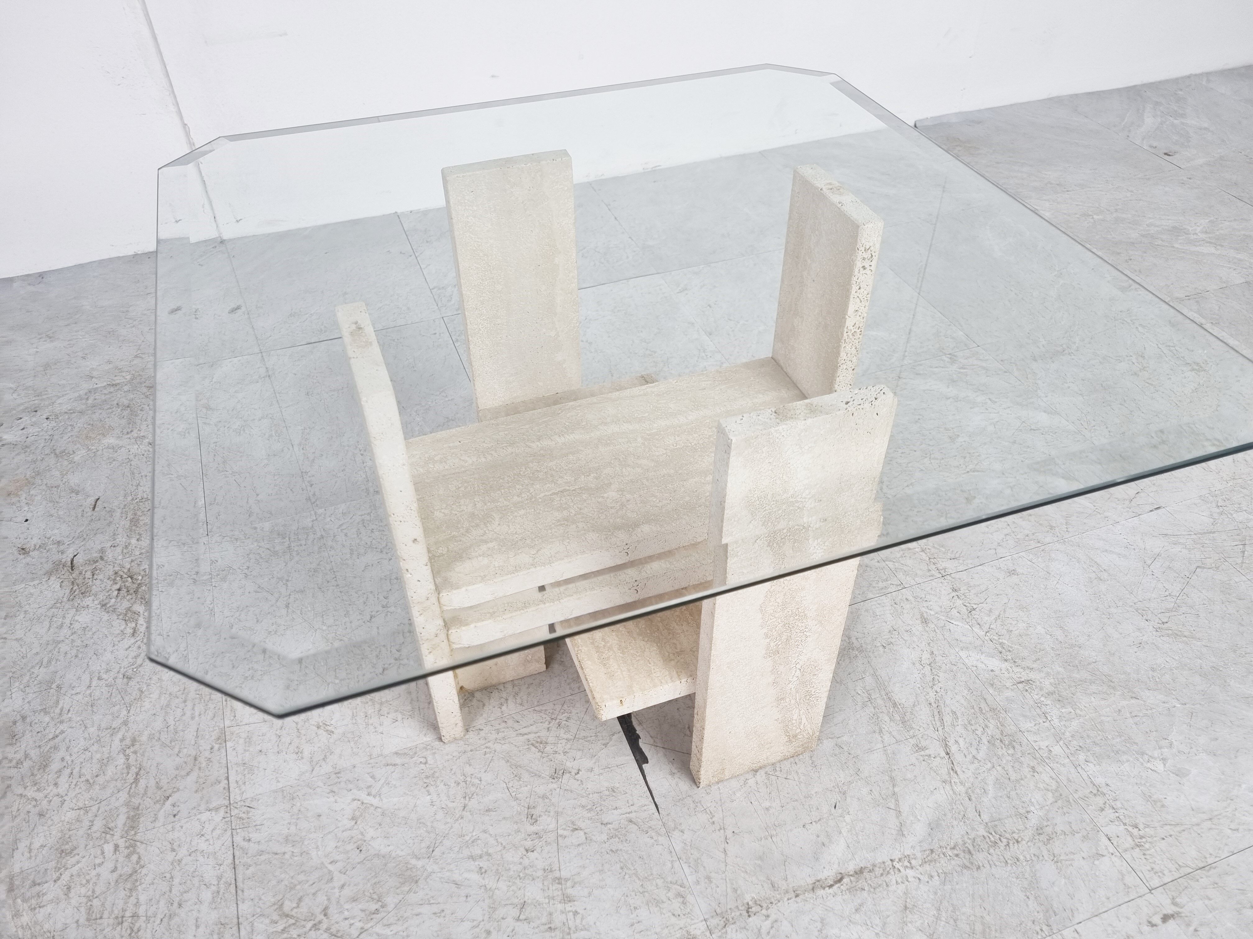 Pair of vintage travertine side tables by Willy Ballez, 1970s