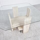 Pair of vintage travertine side tables by Willy Ballez, 1970s