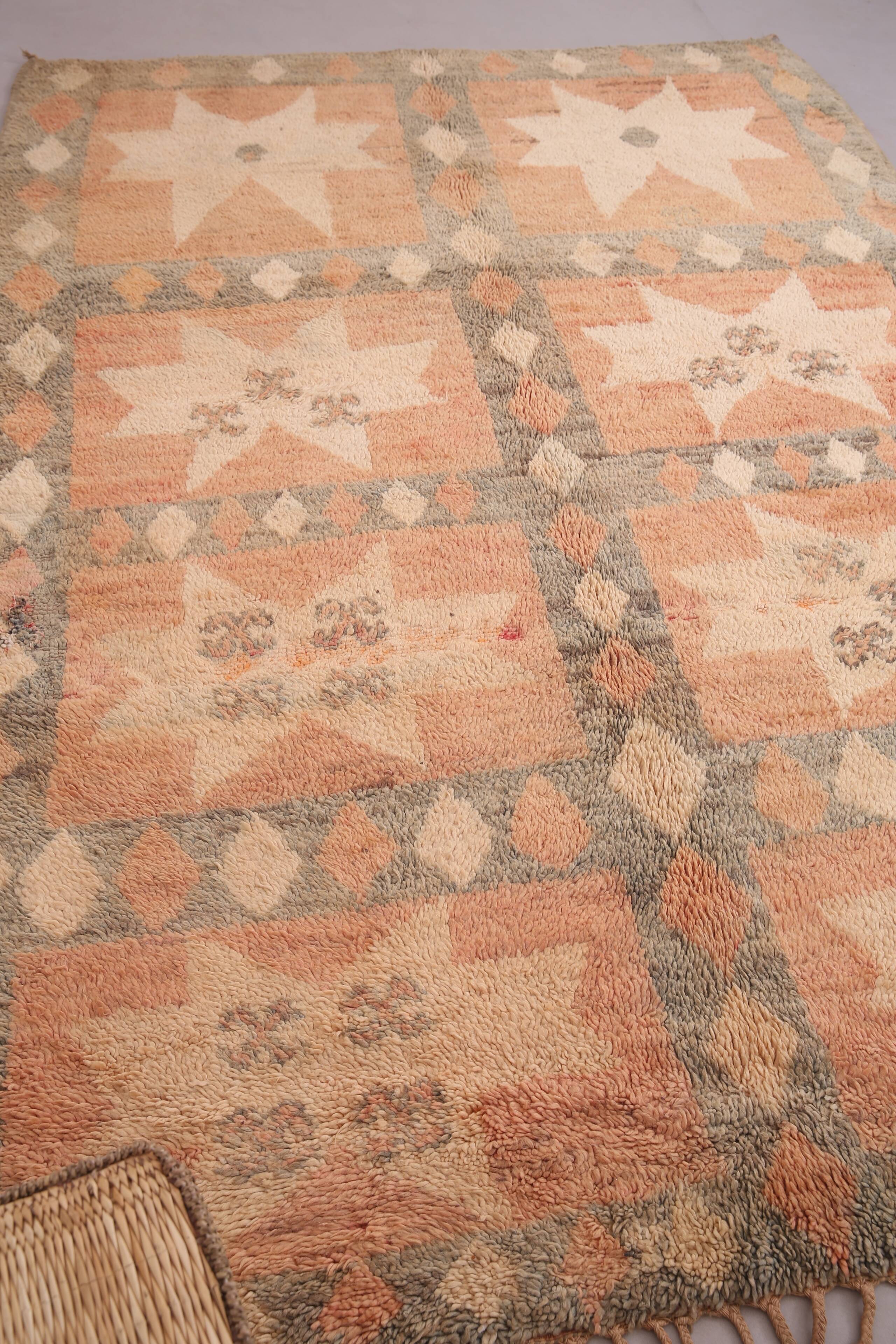 Peach Vintage Moroccan Rug 200 x 298 cm - Berber Wool Rug - Handmade Rug