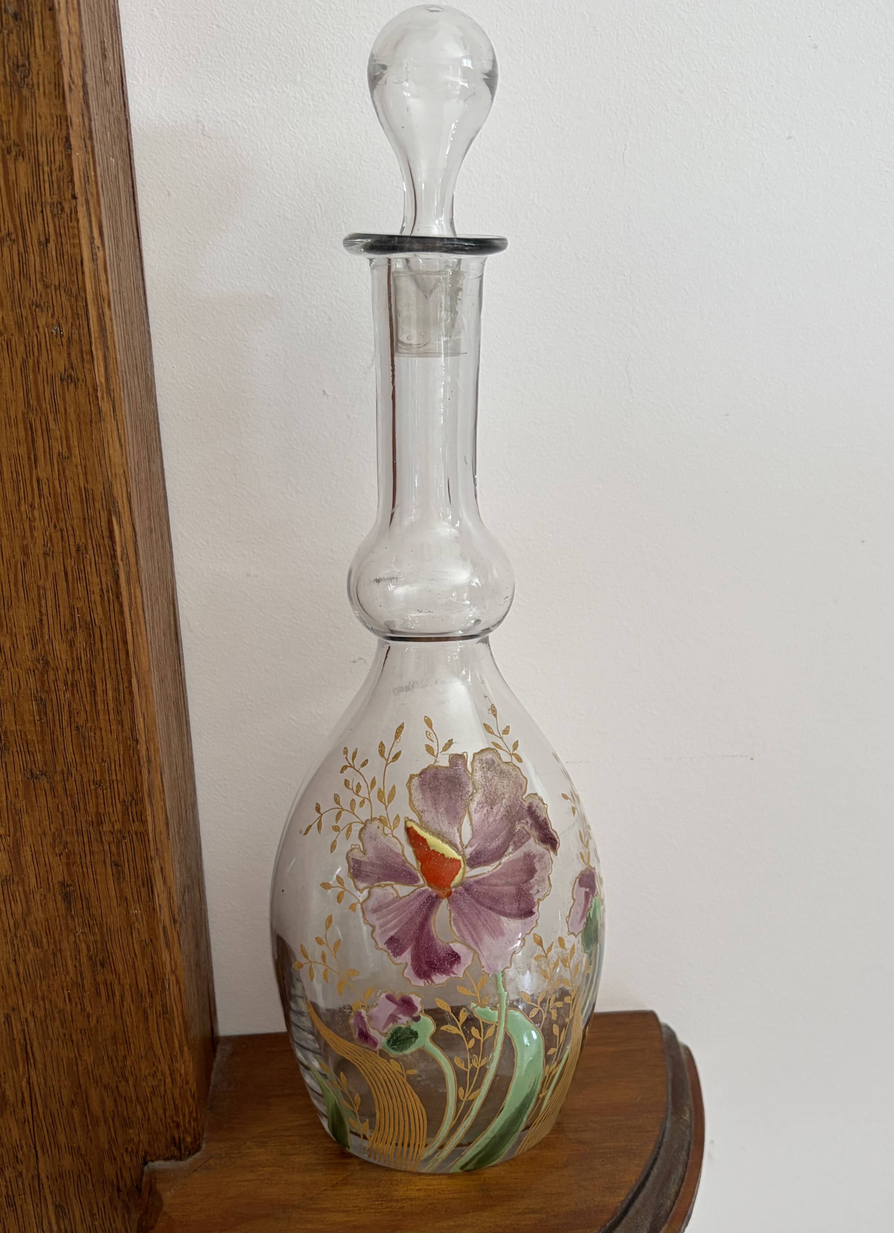 Legras carafe (1900/1910) with orchid flowers.