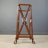 Iron Faux Leather Side Table in the style of Jacques Adnet