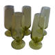 Set of 5 small flutes a vintage green glass liqueurs 70