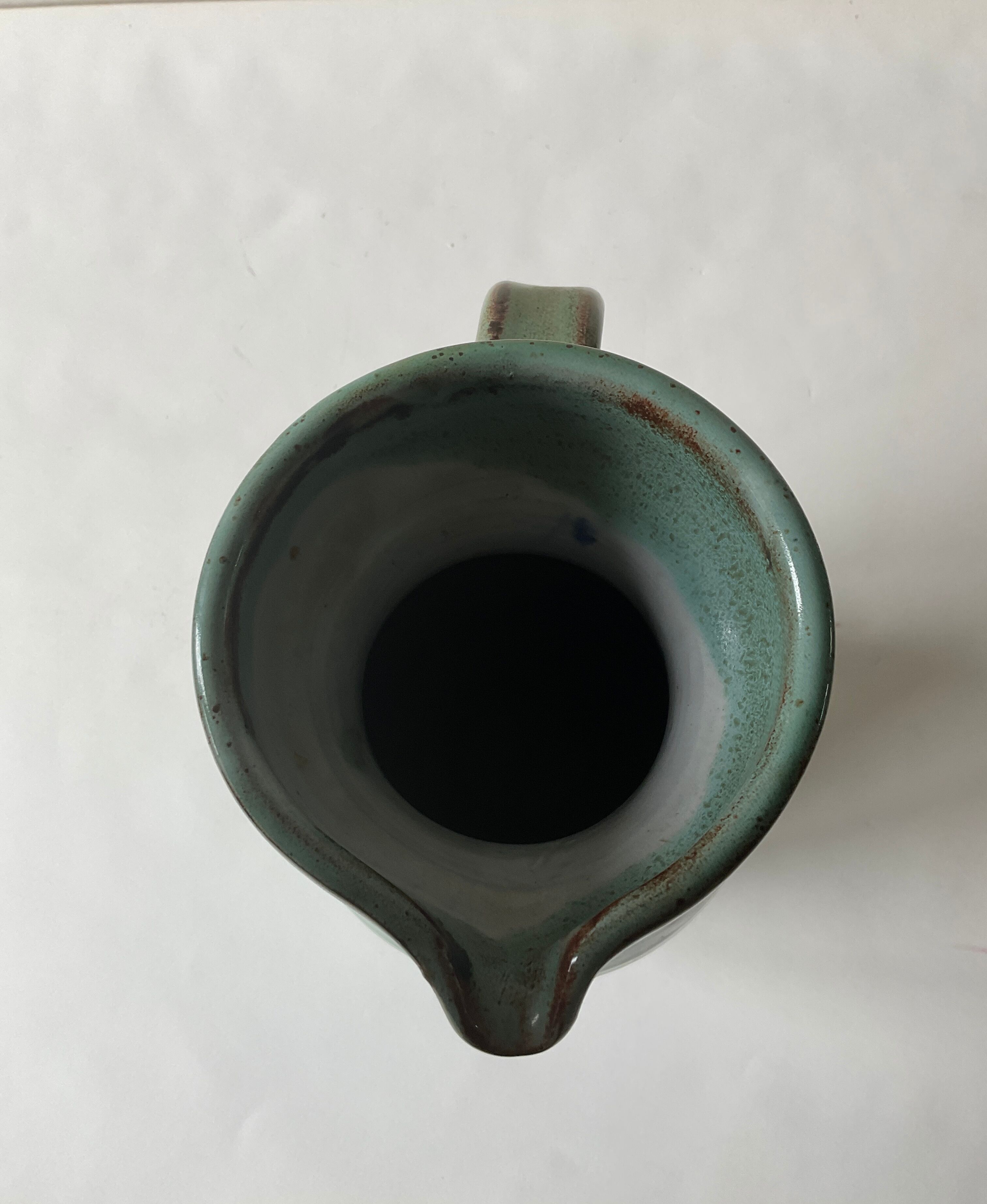 Vintage celadon ceramic pitcher