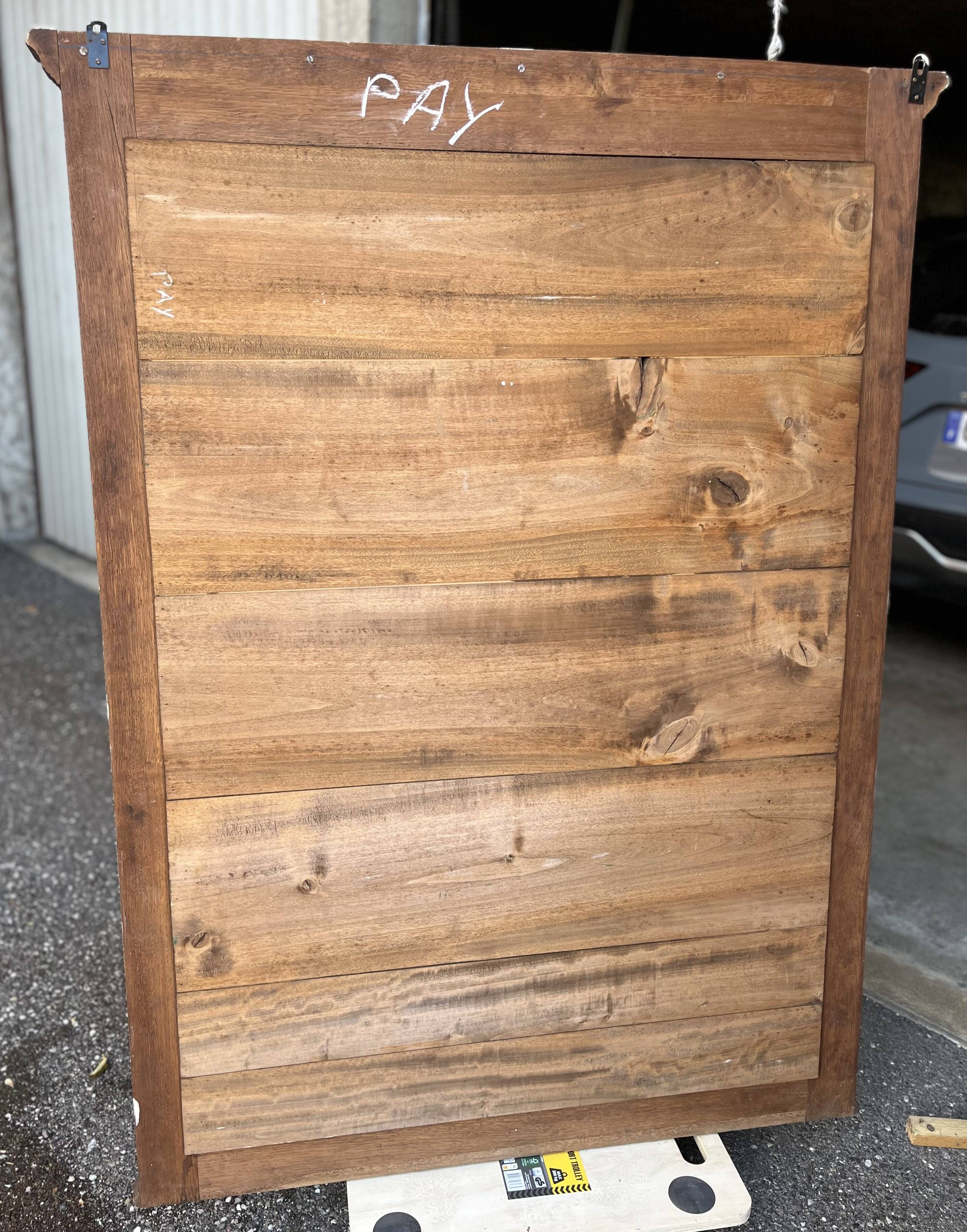Ancienne glace de cheminée en bois - fin XIXe / début XXe