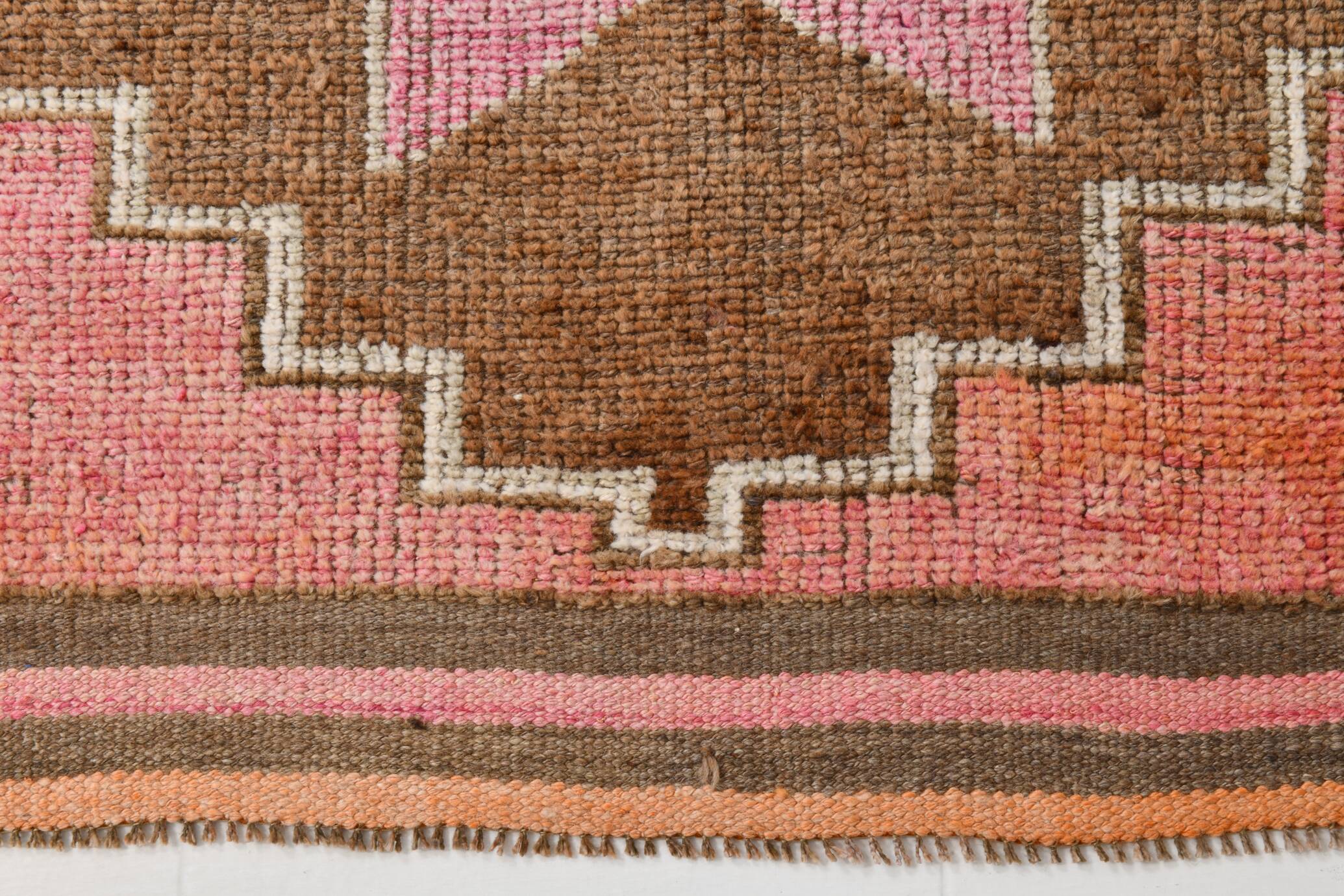 3x10 Pink & Brown Stars Pattern Vintage Runner Rug, 94x320Cm