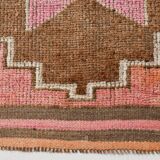3x10 Pink & Brown Stars Pattern Vintage Runner Rug, 94x320Cm