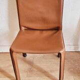 Bellini style brown leather zipped chair, Italian design