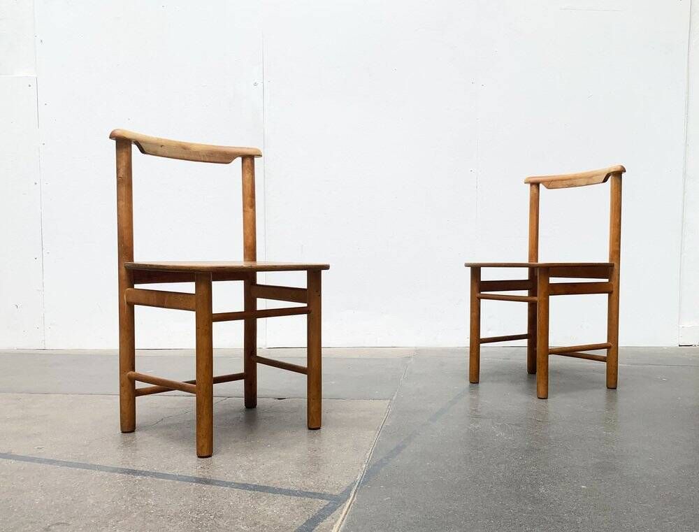 Mid-century wooden chair set of 2, 1960s