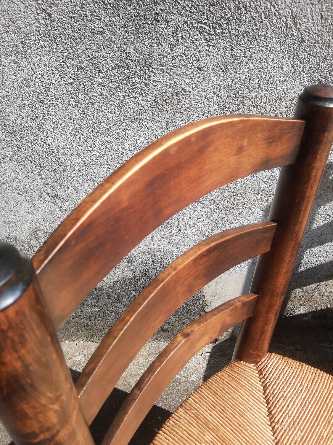 Pair of brutalist wood mulched chairs