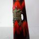 Large vintage Fat lava and enamel vase, H40cm