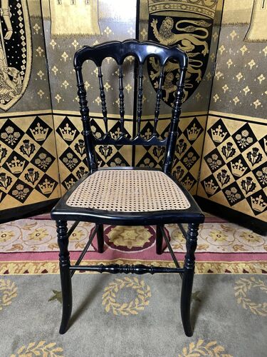 Suite de 4 chaises barettes Napoleon III bois noirci