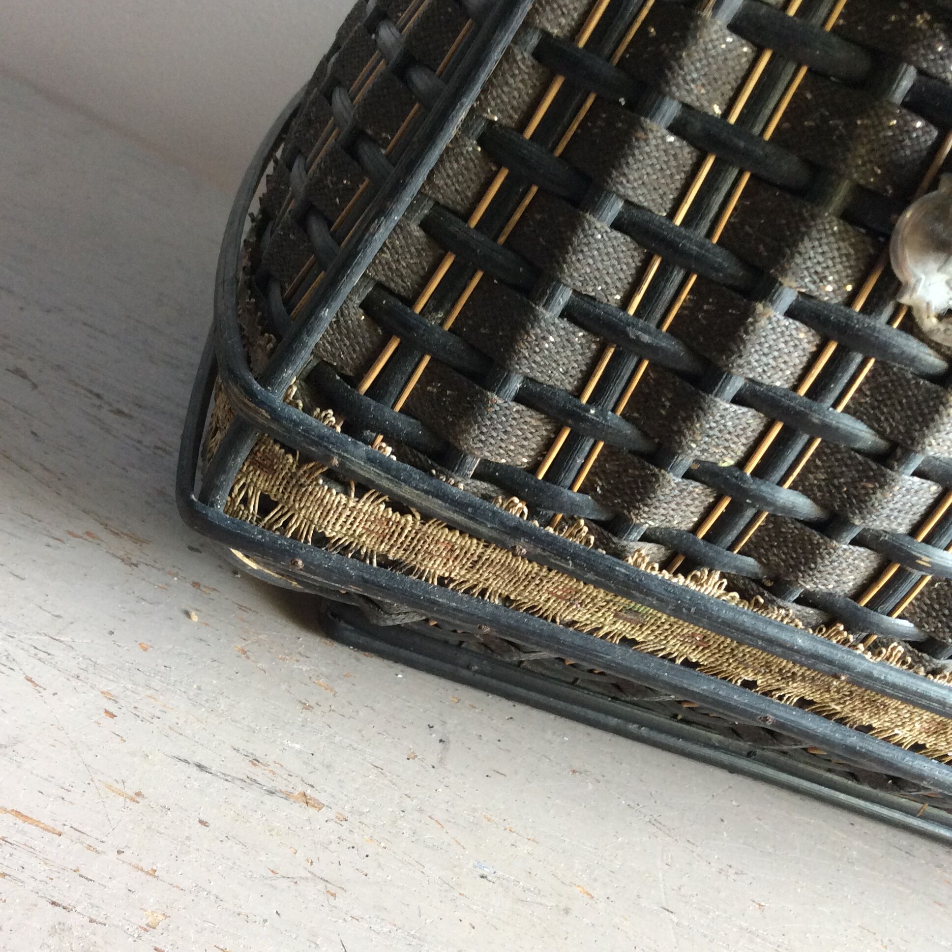 Old Bressan basket in blackened rattan