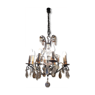 Old wrought iron chandelier with grapevines XIX