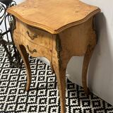Small side table in burl wood veneer, Louis XV style, 20th century