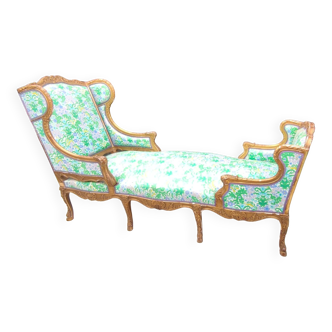 Old Louis XV style gilded wood chaise longue