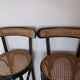 2 tabourets de bar cannée cannage bois courbé